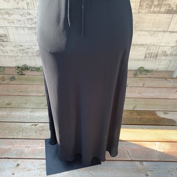 Vintage 90s Y2K Babydoll Empire Waist Maxi Slip Dress Black Chiffon Evening Gown - Picture 8 of 15